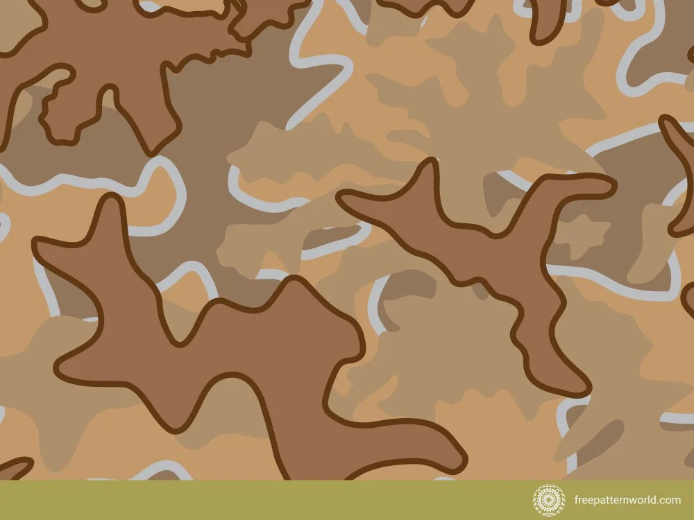 Desert Camouflage Pattern with Brown, Tan, and Beige Shapes