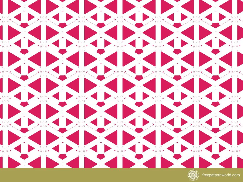 Geometric Pattern with Interlocking Pink Triangles and White Space