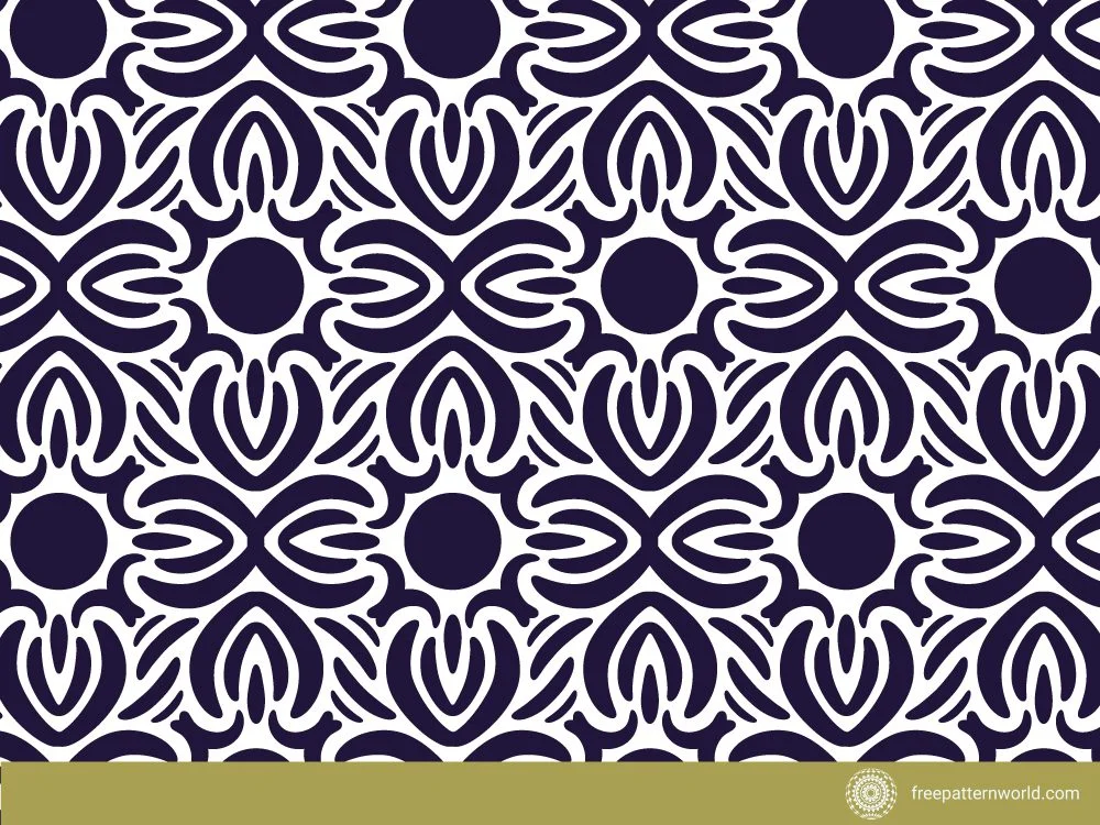 Modern Damask Pattern with Abstract Floral Shapes and Circles