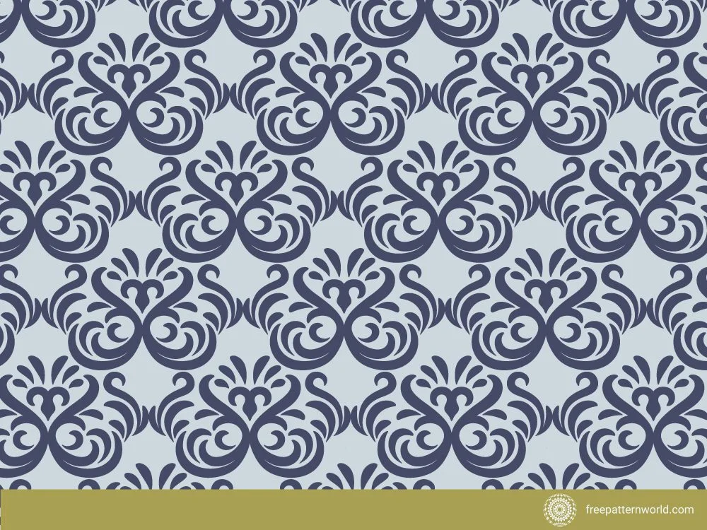 Damask Pattern Wallpaper with Ornate Victorian Swirls