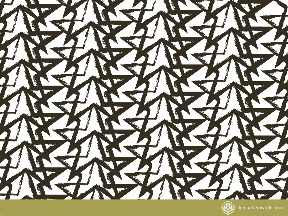 Seamless abstract pattern of distressed or brushstroke dark brown angular shapes and outlines resembling shattered glass or distorted stars on a white background.