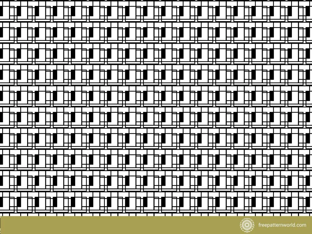 Black and white geometric fret pattern with repeating rectangular shapes