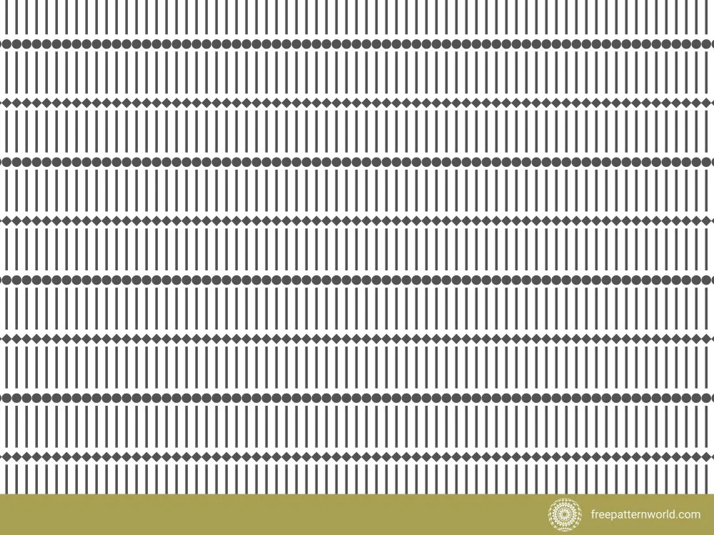 Seamless Knit Pattern resembling a knit texture with repeating rows of thin vertical black lines alternating with rows of small black dots and diamonds on a white background.