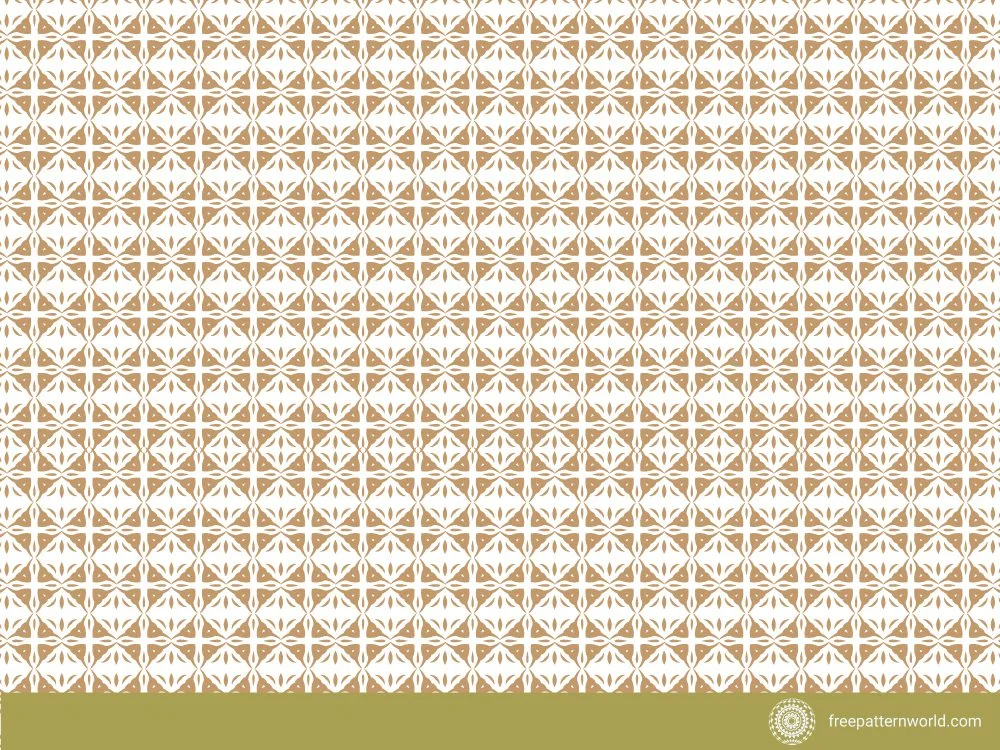 Seamless Knit Pattern featuring a grid of repeating small geometric motifs in a light brown or tan color on a white background, resembling stylized quatrefoils, leaves, or abstract stars.