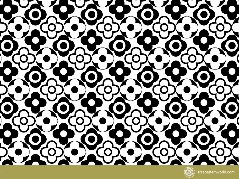 A seamless black and white Symmetrical Pattern quatrefoil Design featuring repeating Gothic-inspired floral and geometric shapes.
