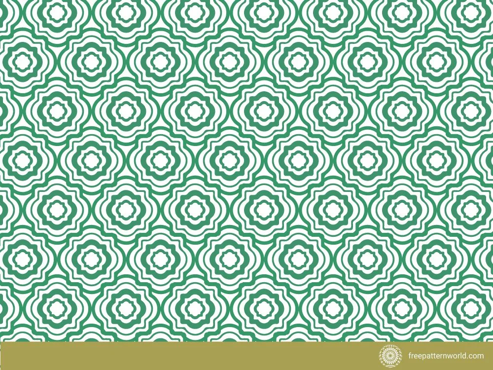 A seamless Symmetrical Pattern quatrefoil Design featuring repeating green Moroccan-inspired shapes on a white background, evoking traditional tiling.