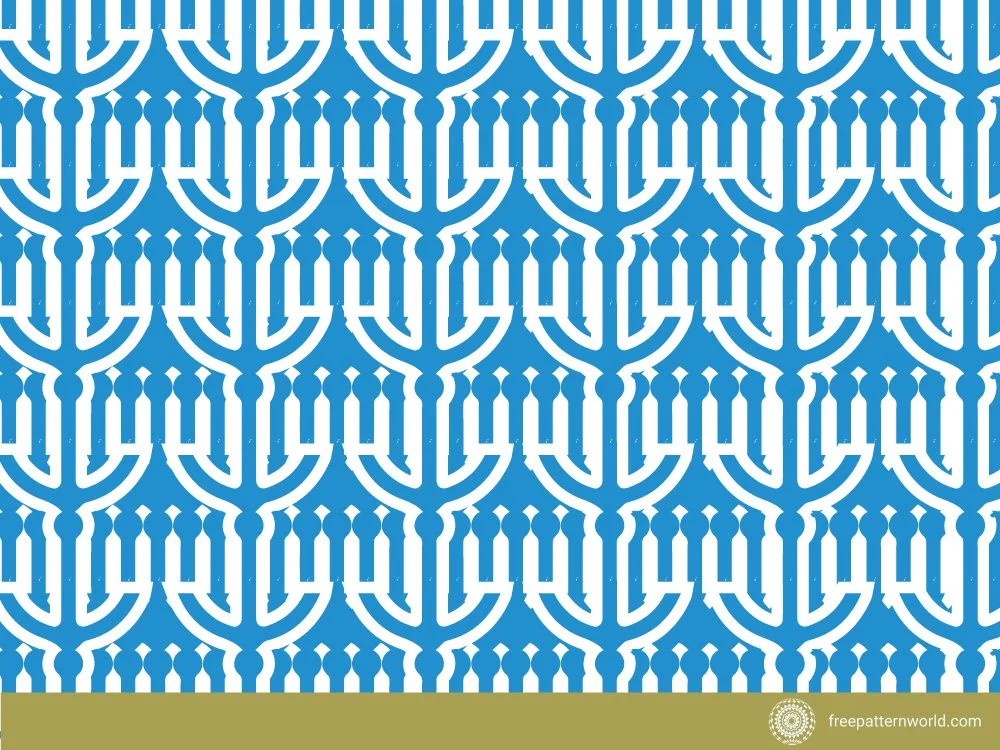 Seamless blue and white nautical pattern resembling anchors or ship's wheel spokes.