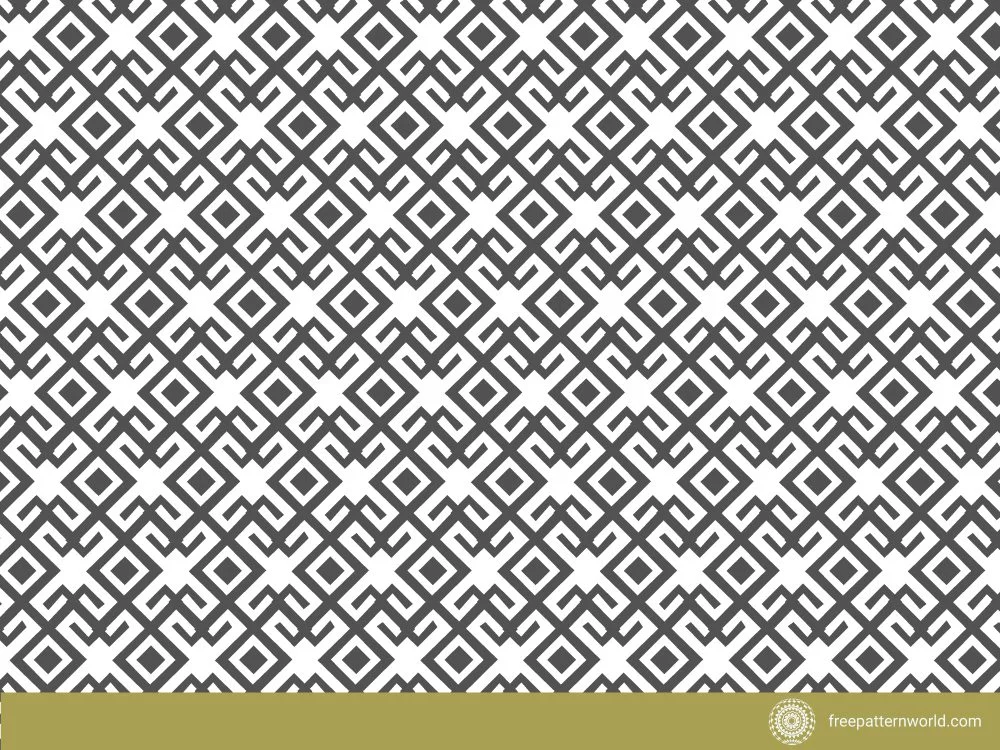 Seamless symmetrical geometric pattern in dark gray and white, featuring interlocking squares and abstract shapes.