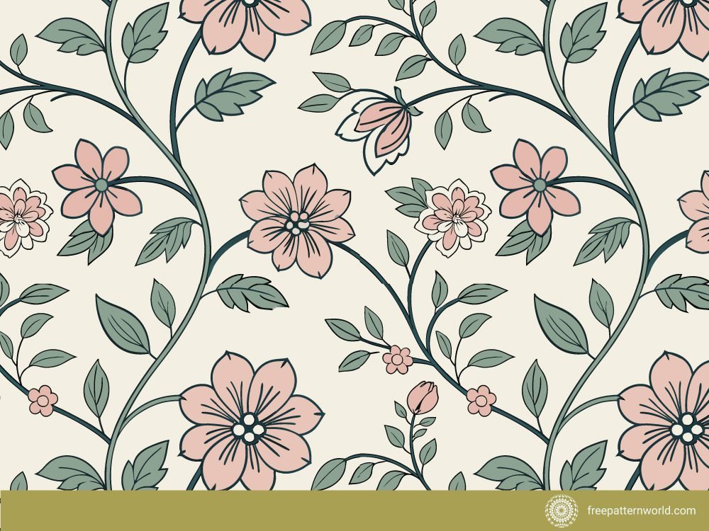A high-contrast vintage pattern design featuring large, stylized navy blue flowers and leaves with a distressed texture on a vibrant orange background.